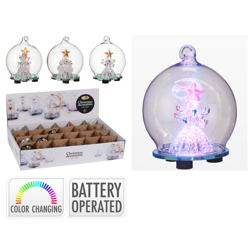 ΜΠΑΛΑ ΓΥΑΛΙΝΗ 6cm ΜΕ LED ΔΕΝΤΡΑΚΙ