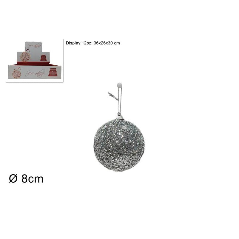 ΜΠΑΛΑ XMAS 8εκ ΑΣΗΜΙ ΣΤΡΑΣ GLITTER