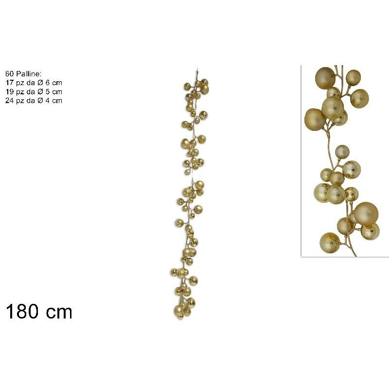 ΓΙΡΛΑΝΤΑ ΜΕ 60 ΜΠΑΛΕΣ ΧΡΥΣΕΣ 180cm