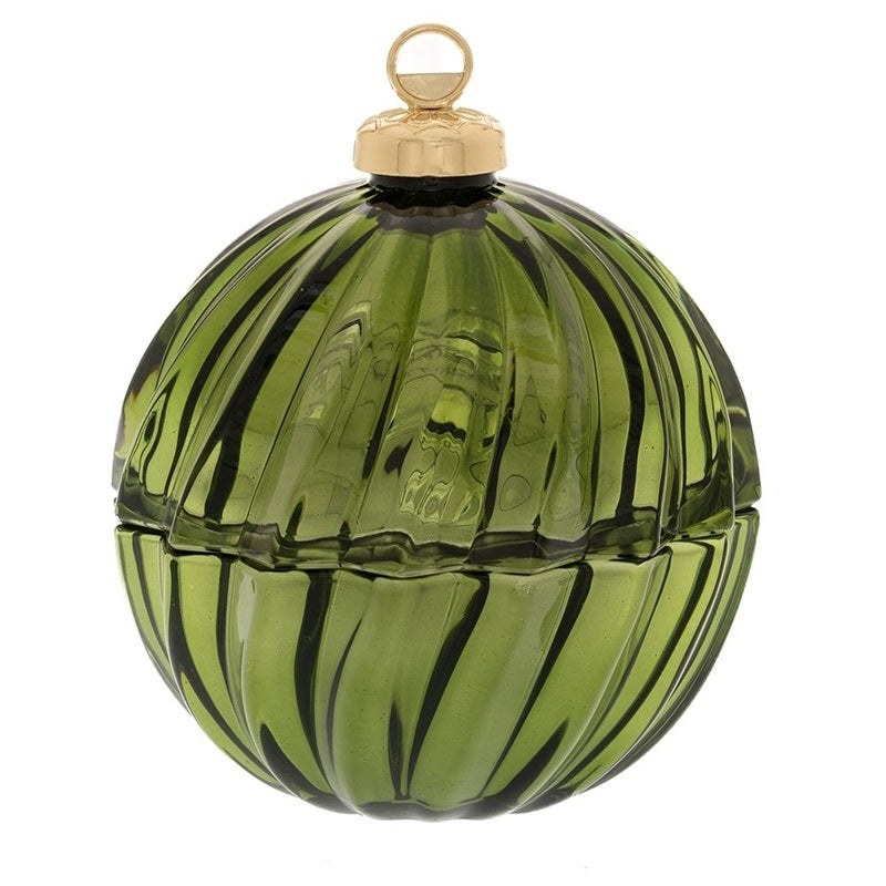 ΜΠΑΛΑ XMAS ΛΑΔΙ ΓΥΑΛΙΝΗ ΑΝΟΙΓΟΜΕΝΗ Φ:18cm