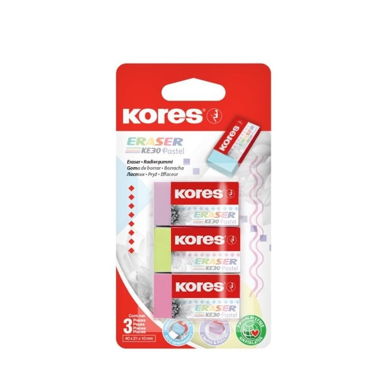 ΓΟΜΑ ΠΑΣΤΕΛ 3ΤΕΜ KORES 40x21x10mm