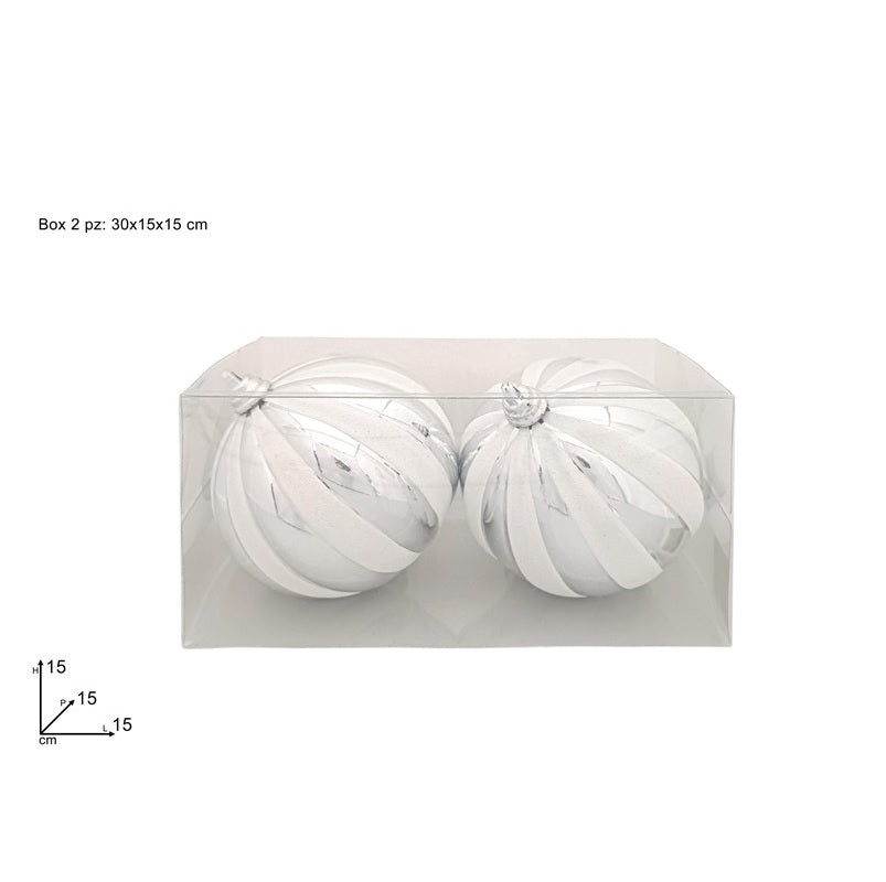 ΜΠΑΛΑ XMAS 2ΤΕΜ 15εκ ΑΣΗΜΙ ΡΙΓΕ GLITTER