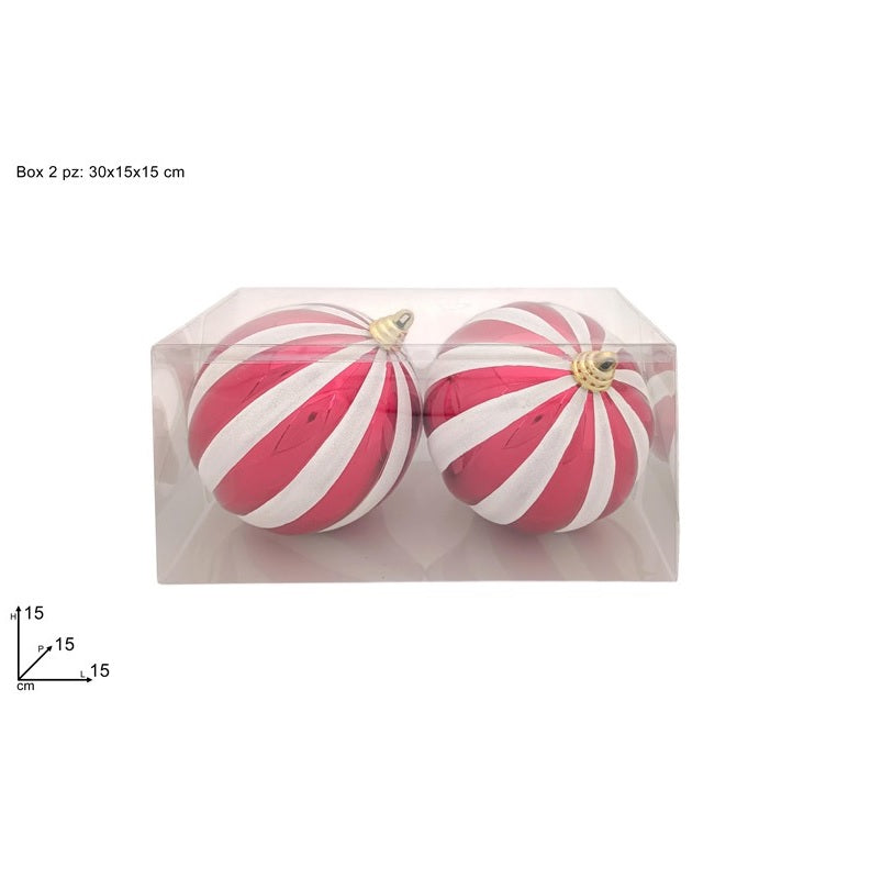 ΜΠΑΛΑ XMAS 2ΤΕΜ 15cm ΚΟΚΚΙΝΗ ΡΙΓΕ GLITTER