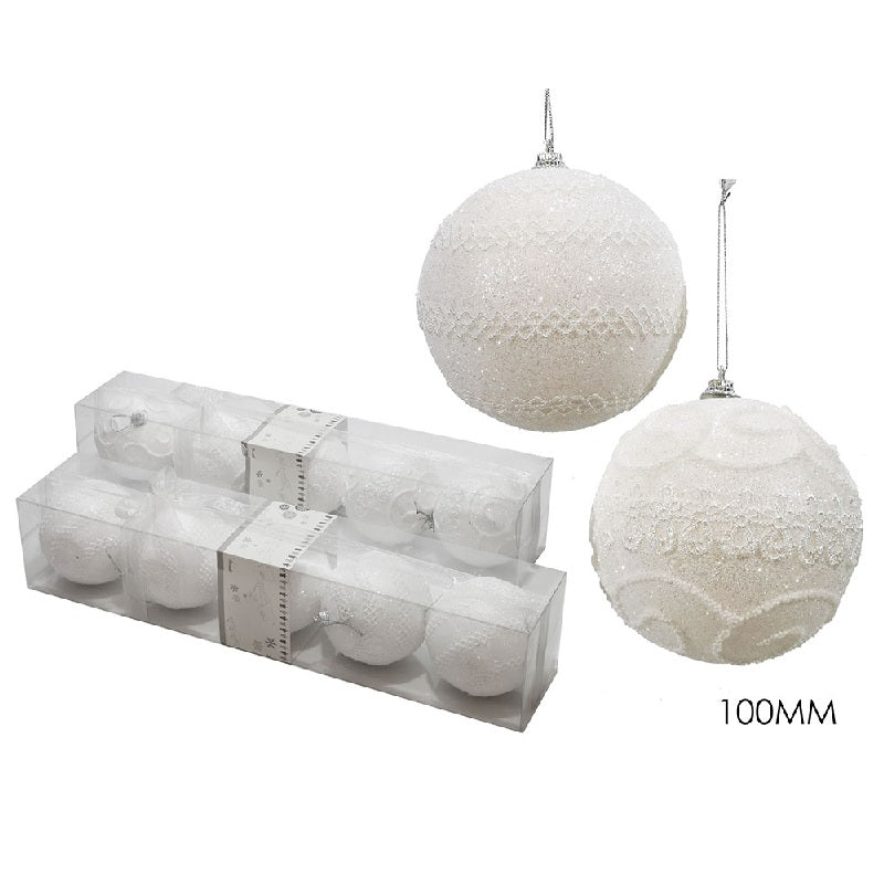 ΜΠΑΛΑ XMAS 5ΤΕΜ GLITTER ΛΕΥΚΟ 10cm