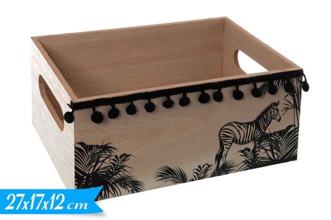 ΚΑΛΑΘΙ ΞΥΛΙΝΟ ΜΕ ΖΕΒΡΕΣ ΚΑΙ POM POM 27x17x12cm