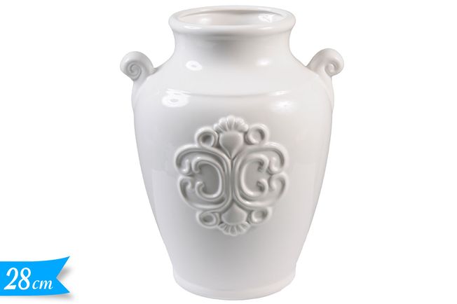 ΑΝΘΟΔΟΧΕΙΟ ΚΕΡΑΜΙΚΟ ΛΕΥΚΟ VINTAGE 28εκ