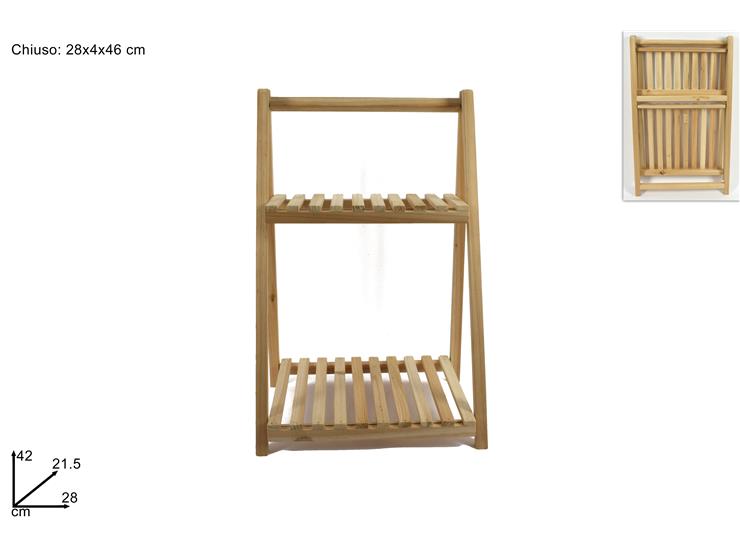 ΡΑΦΙΕΡΑ ΞΥΛΙΝΗ 2 ΘΕΣΕΩΝ 42x28x21.5cm ΞΥΛΙΝΗ ΠΤΥΣΣΟΜΕΝΗ