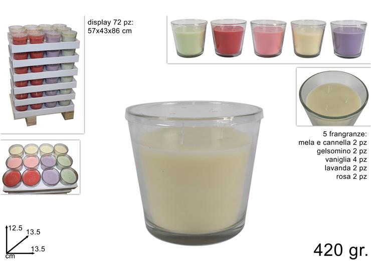 ΚΕΡΙ ΑΡΩΜΑΤΙΚΟ 420gr ΜΕ 3 ΦΥΤΙΛΙΑ ΣΕ ΓΥΑΛΙΝΟ ΚΑΣΠΩ