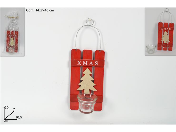 XMAS ΞΥΛΙΝΗ ΒΑΣΗ ΓΙΑ ΡΕΣΩ ΚΡΕΜΑΣΤΗ 30x10.5cm