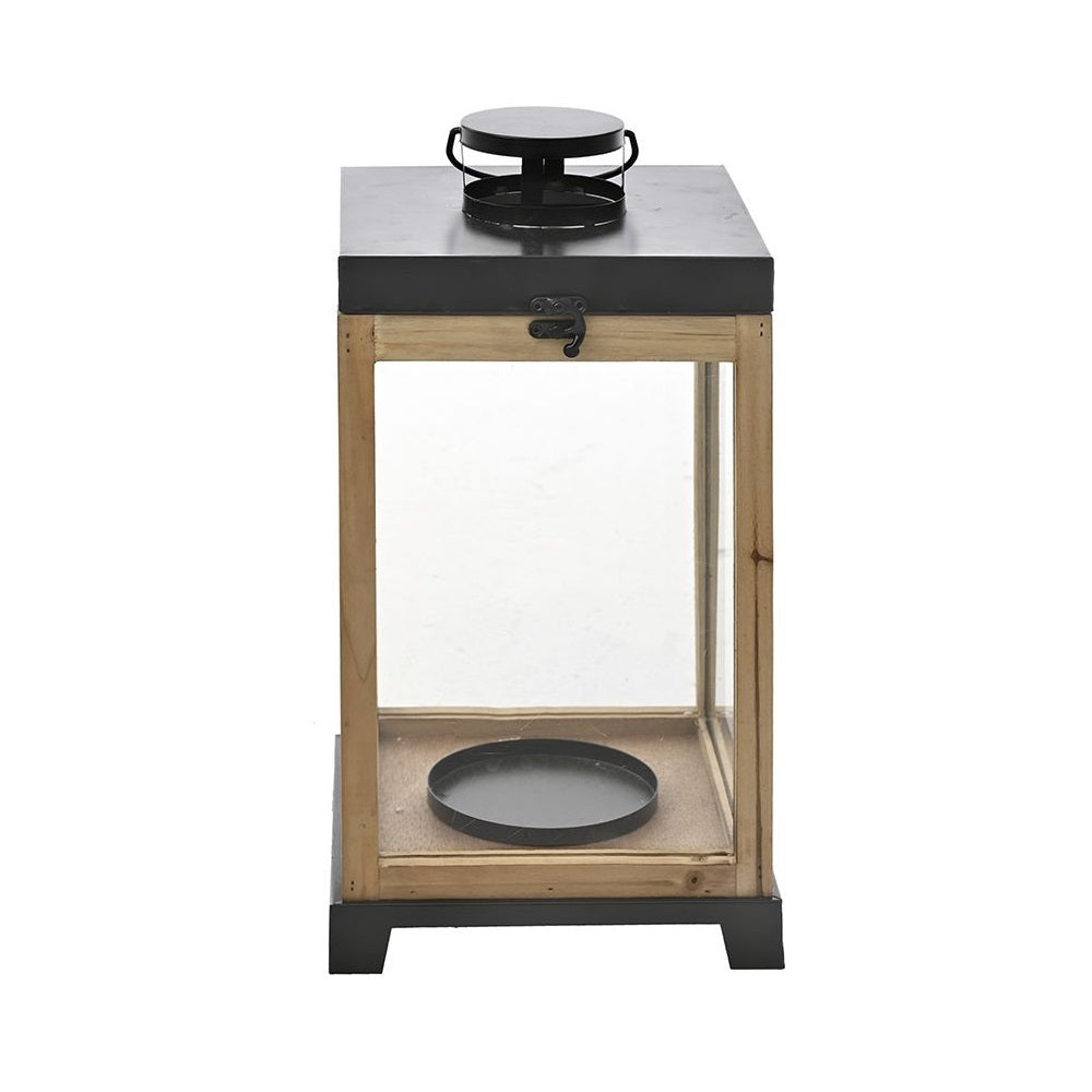 ΦΑΝΑΡΙ ΞΥΛΙΝΟ ΜΕ ΜΑΥΡΟ ΜΕΤΑΛΛΟ 22x22x42cm