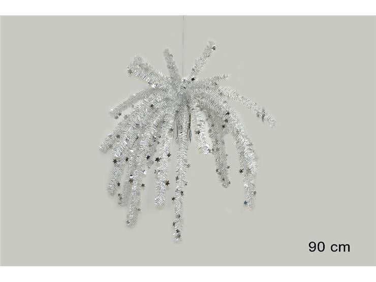 ΚΡΕΜΑΣΤΟ DECOR ΓΙΡΛΑΝΤΑ ΜΕ ΑΣΤΕΡΙΑ ΛΕΥΚΗ ΑΣΗΜΙ 90εκ XMAS