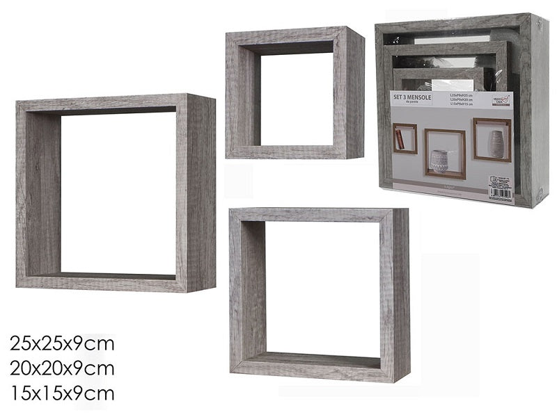 ΡΑΦΙ ΤΕΤΡΑΓΩΝΟ ΓΚΡΙ ΣΕΤ 3 ΜΕΓΕΘΗ