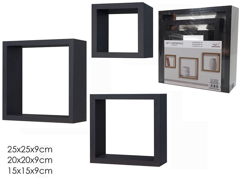 ΡΑΦΙ ΤΕΤΡΑΓΩΝΟ ΜΑΥΡΟ ΣΕΤ 3 ΜΕΓΕΘΗ