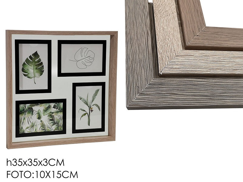 ΦΩΤΟΓΡΑΦΟΘΗΚΗ ΞΥΛΙΝΗ 35x35cm 4 ΘΕΣΕΩΝ ΜΕ ΜΑΥΡΟ ΠΛΑΙΣΙΟ