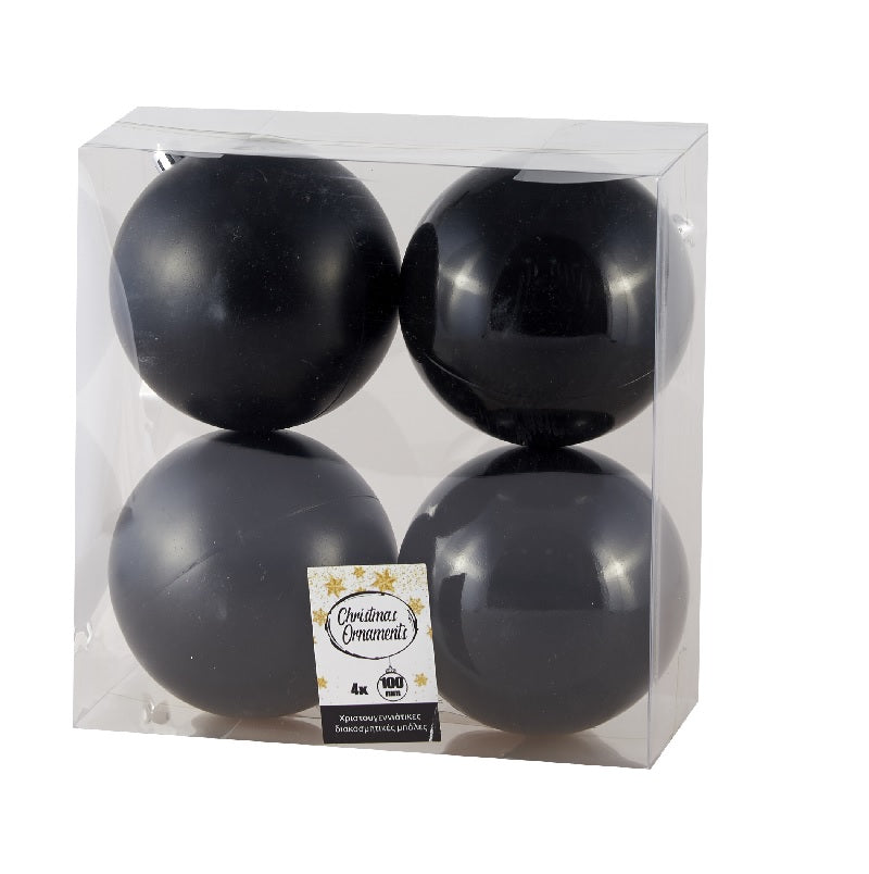 ΜΠΑΛΑ XMAS 4ΤΕΜ 10εκ ΜΑΥΡΗ