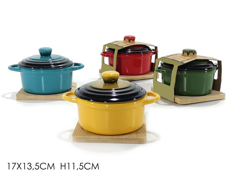 ΣΚΕΥΟΣ ΠΥΡΙΜΑΧΟ 17cm ΜΕ ΚΑΠΑΚΙ ΚΑΙ ΒΑΣΗ BAMBOO GUSTO CASA