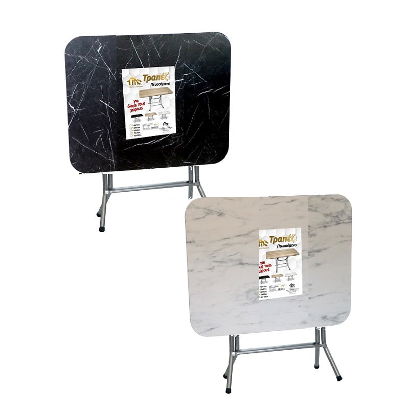 ΤΡΑΠΕΖΙ ΠΤΥΣΣΟΜΕΝΟ 70x70εκ MARMO ΜΑΥΡΟ ΜΕ ΜΕΤΑΛΛΙΚΑ ΠΟΔΙΑ