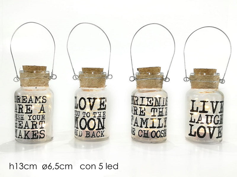 ΒΑΖΟ ΓΥΑΛΙΝO ΔΙΑΦΑΝΟ ΜΕ 5 LED 13x6.5cm ΜΕ ΦΕΛΛΟ ΚΑΙ ΛΑΒΗ