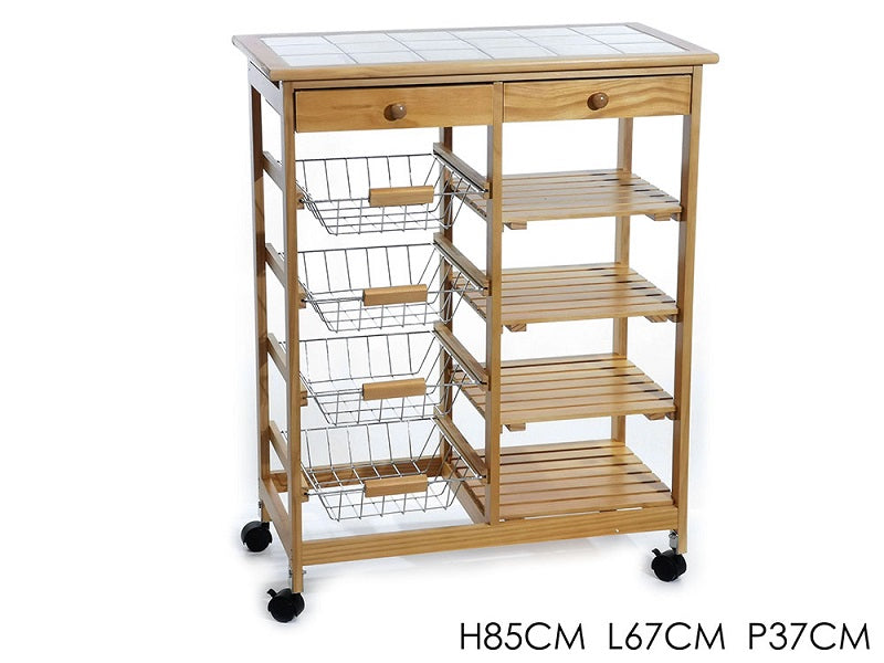 ΤΡΟΛΕΥ 4 ΘΕΣΕΩΝ ΞΥΛΙΝΟ ΜΕ 6 ΣΥΡΤΑΡΙΑ 67x37x85εκ VESTI CASA