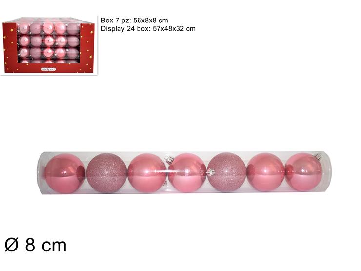 ΜΠΑΛΑ XMAS 7ΤΕΜ ΡΟΖ 8εκ