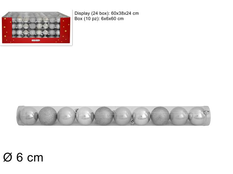 ΜΠΑΛΑ XMAS 10ΤΕΜ ΑΣΗΜΙ 6εκ GLITTER