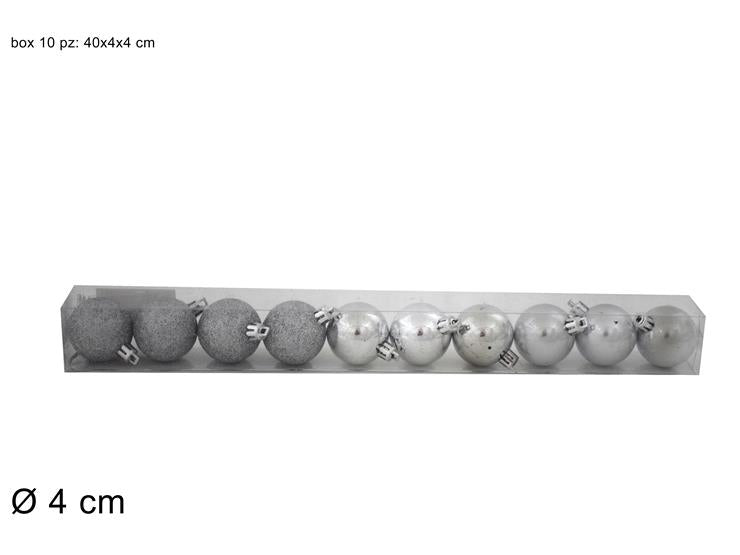 ΜΠΑΛΑ XMAS 10ΤΕΜ 4εκ ΑΣΗΜΙ GLITTER