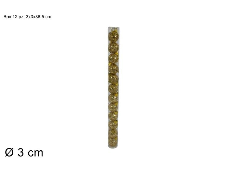 ΜΠΑΛΑ XMAS 3εκ ΧΡΥΣΗ GLITTER 12ΤΕΜ