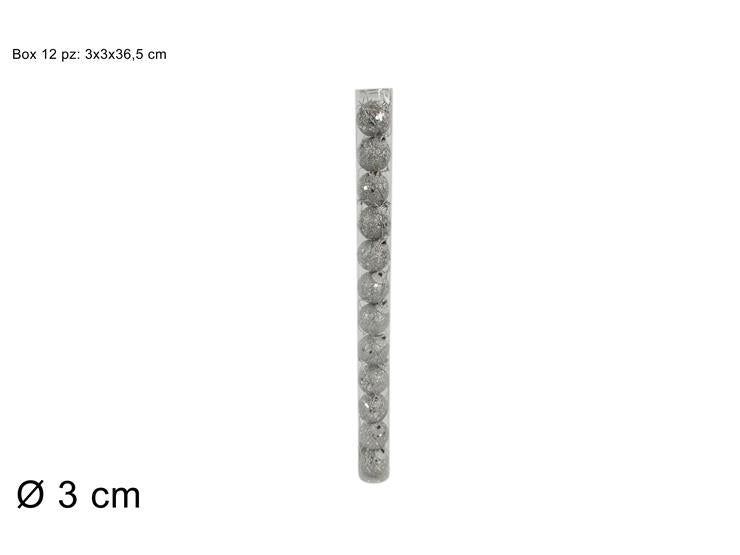 ΜΠΑΛΑ XMAS 3εκ ΑΣΗΜΙ GLITTER 12ΤΕΜ