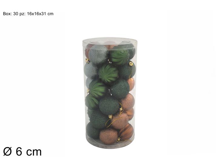 ΜΠΑΛΑ XMAS 30ΤΕΜ ΜΠΡΟΝΖΕ ΠΡΑΣΙΝΗ 6εκ