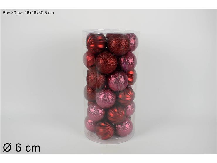 ΜΠΑΛΑ XMAS 30ΤΕΜ ΜΠΟΡΝΤΩ ΚΟΚΚΙΝΗ 6εκ