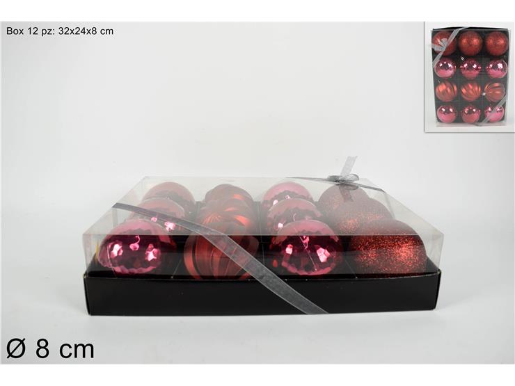 ΜΠΑΛΑ XMAS 12ΤΕΜ ΜΠΟΡΝΤΩ ΚΟΚΚΙΝΗ 8εκ