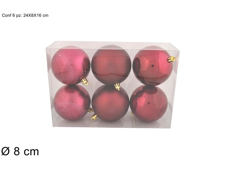 ΜΠΑΛΑ XMAS 6ΤΕΜ ΜΠΟΡΝΤΩ ΚΟΚΚΙΝΗ 8εκ