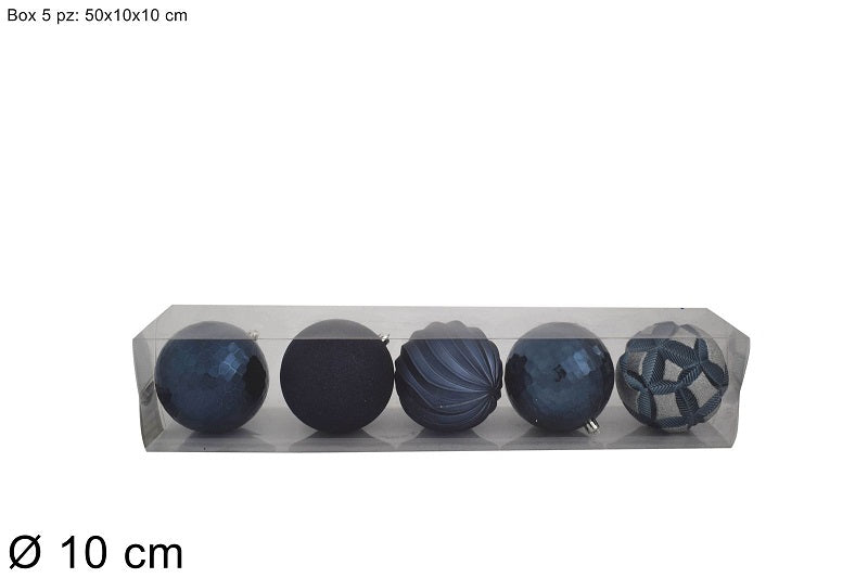 ΜΠΑΛΑ XMAS 5ΤΕΜ ΜΠΛΕ ΣΚΟΥΡΗ ΑΣΗΜΙ 10εκ