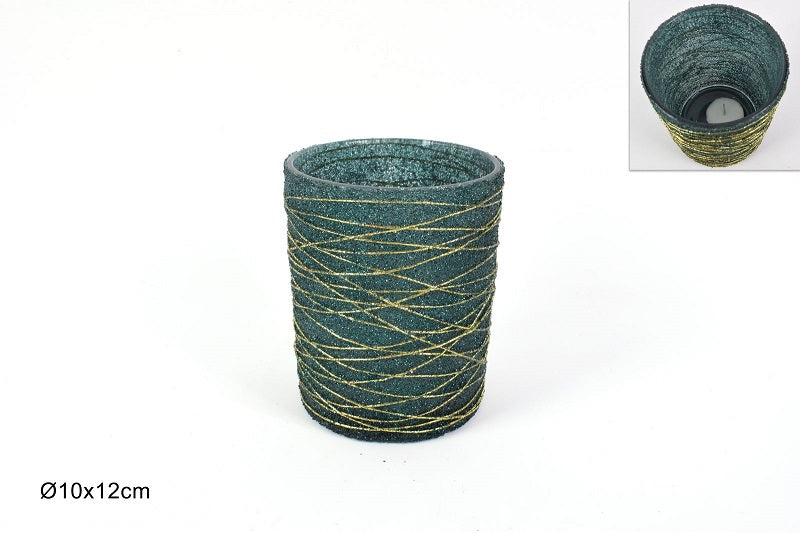 ΒΑΖΟ ΠΡΑΣΙΝΟ ΜΕ ΧΡΥΣΗ ΡΙΓΑ 10x12εκ ΓΥΑΛΙΝΟ