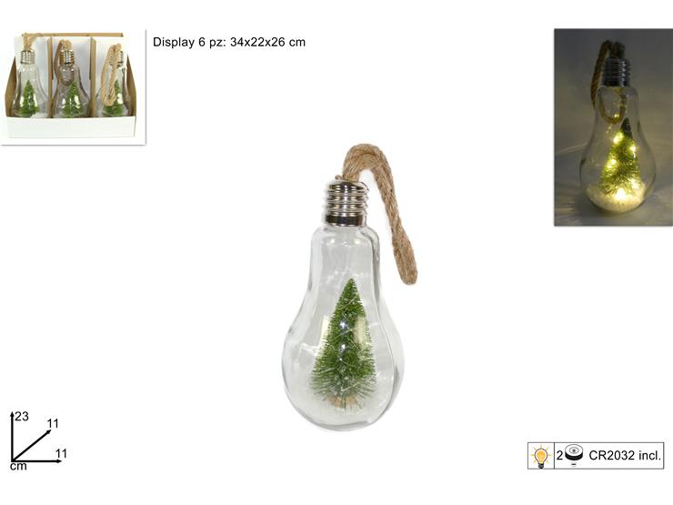 ΛΑΜΠΑ XMAS ΓΥΑΛΙΝΗ ΜΕ ΔΕΝΤΡΟ ΦΩΤΙΖΟΜΕΝΟ 23x11cm