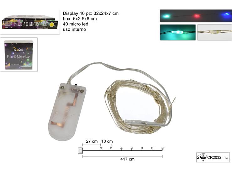 ΦΩΤΑΚΙΑ 40LED COPPER ΜΠΑΤΑΡΙΑΣ ΔΙΑΦ.ΚΑΛ.ΧΡΩΜ.ΛΑΜΠ. 4.17m