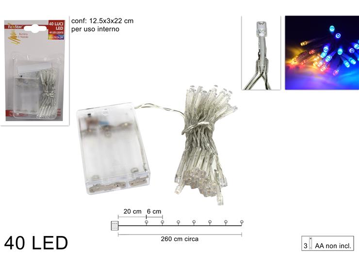ΦΩΤΑΚΙΑ 40LED ΜΠΑΤΑΡΙΑΣ ΔΙΑΦ.ΚΑΛ.ΧΡΩΜ.ΛΑΜΠ. 2.6m