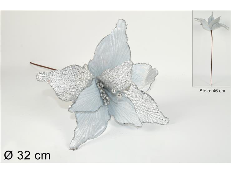 ΛΟΥΛΟΥΔΙ XMAS 46εκ ΓΚΡΙ ΒΕΛΟΥΔΟ ΜΕ ΑΣΗΜΙ GLITTER