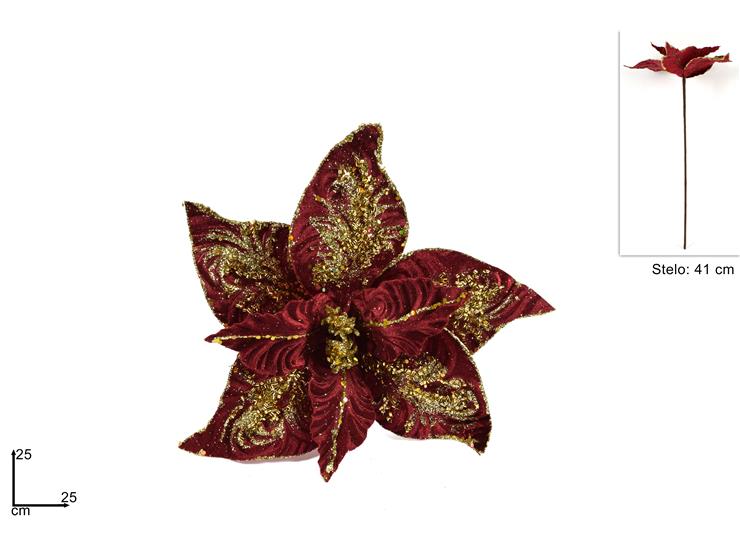 ΛΟΥΛΟΥΔΙ XMAS 41εκ ΜΠΟΡΝΤΩ ΒΕΛΟΥΔΟ ΜΕ ΧΡΥΣΟ GLITTER