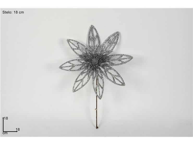 ΛΟΥΛΟΥΔΙ XMAS ΚΛΑΔΑΚΙ ΑΣΗΜΙ ΜΕ GLITTER 18εκ