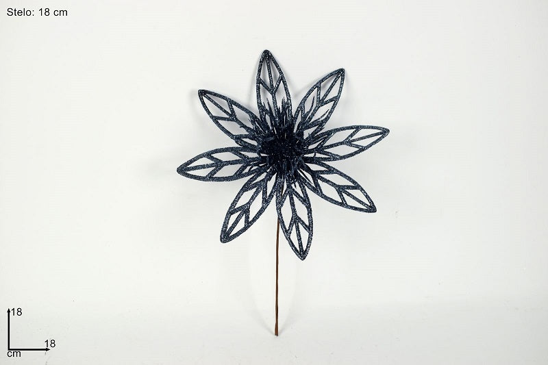 ΛΟΥΛΟΥΔΙ XMAS ΚΛΑΔΑΚΙ ΜΠΛΕ ΜΕ GLITTER 18εκ