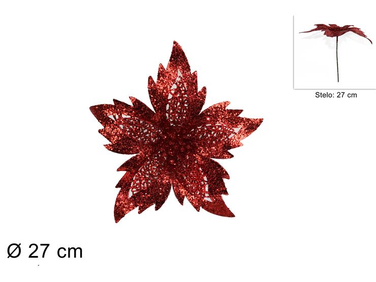 ΛΟΥΛΟΥΔΙ XMAS ΚΛΑΔΑΚΙ ΚΟΚΚΙΝΟ ΜΕ GLITTER 27εκ