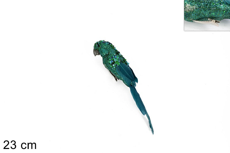 ΠΑΠΑΓΑΛΟΣ 23εκ ΠΡΑΣΙΝΟΣ GLITTER ΜΕ ΚΛΙΠ