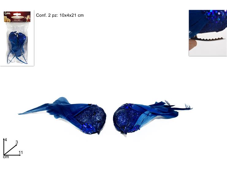 ΠΟΥΛΑΚΙΑ GLITTER ΜΠΛΕ 2TEM 11cm ΚΛΙΠ