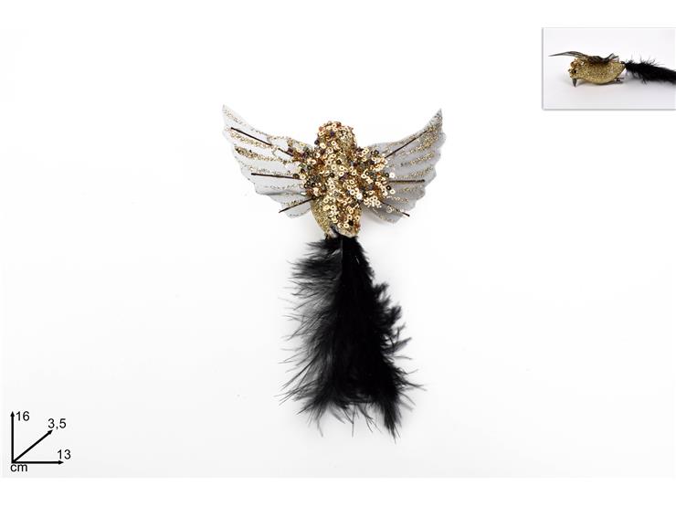 ΠΟΥΛΑΚΙ GLITTER ΧΡΥΣΟ 16cm ΜΕ ΠΟΥΠΟΥΛΑ ΚΑΙ ΚΛΙΠ