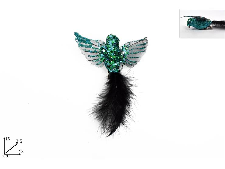 ΠΟΥΛΑΚΙ GLITTER ΠΡΑΣΙΝΟ 16cm ΜΕ ΠΟΥΠΟΥΛΑ ΚΑΙ ΚΛΙΠ