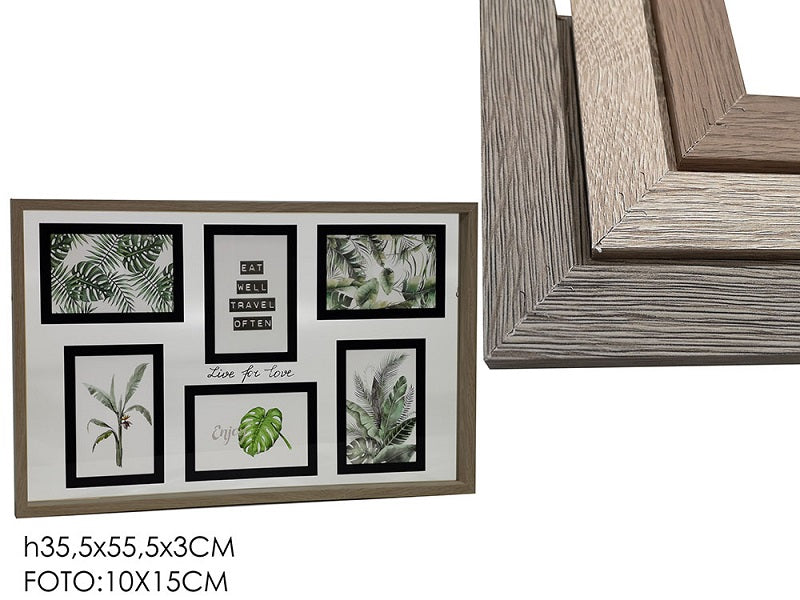 ΦΩΤΟΓΡΑΦΟΘΗΚΗ ΞΥΛΙΝΗ 55.5x35.5cm 6 ΘΕΣΕΩΝ ΜΕ ΜΑΥΡΟ ΠΛΑΙΣΙΟ