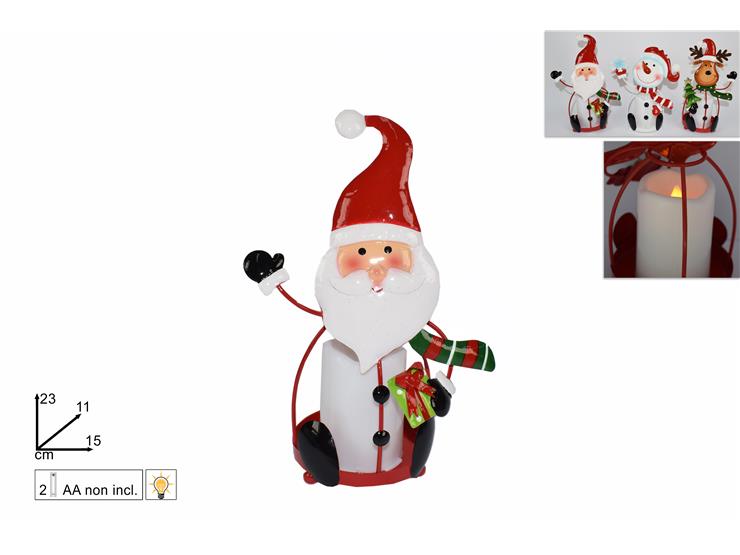 ΦΑΝΑΡΙ XMAS ΜΕΤΑΛΛΙΚΟ ΜΕ ΚΕΡΙ ΜΠΑΤΑΡΙΑΣ 23εκ