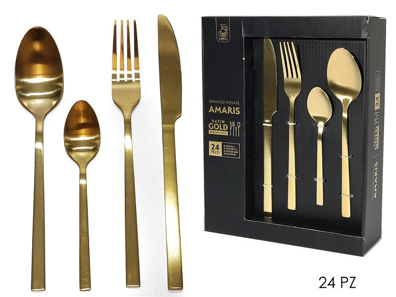 ΣΕΤ ΜΑΧΑΙΡΟΠΗΡΟΥΝΑ ΦΑΓΗΤΟΥ 24ΤΕΜ AMARIS ΧΡΥΣΟ ΜΑΤ