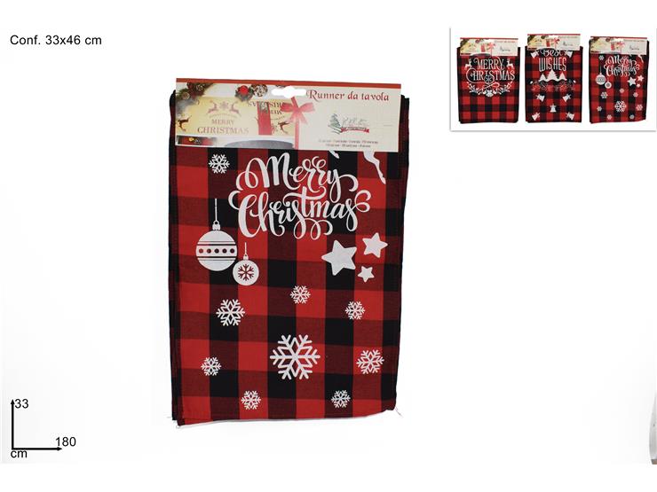 ΡΑΝΕΡ XMAS 33x180εκ ΚΑΡΩ ΚΟΚΚΙΝΟ ΜΑΥΡΟ